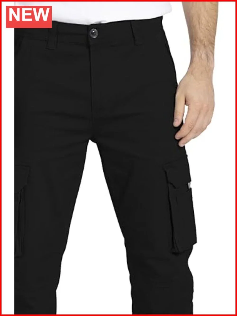 Men's Stretchable Cotton Blend Cargo Pants with 6 Pockets Regular Fit